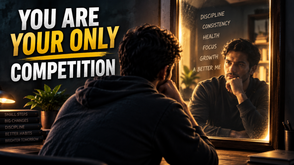 You are your only competition Person reflecting on becoming a better version of himself